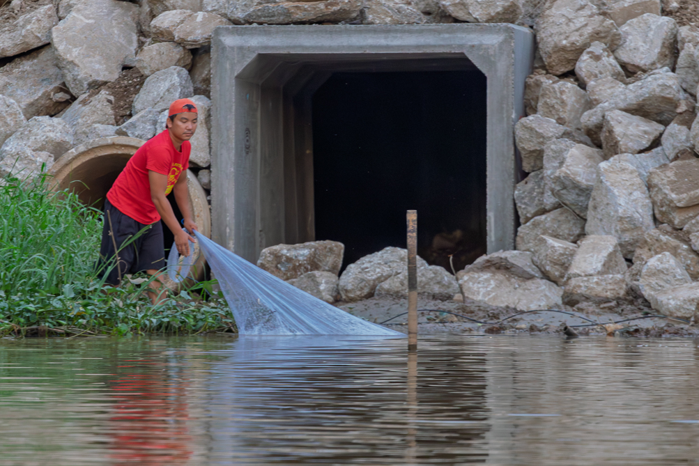 Pêcheurs au filet Pêcheurs au filet sur la riviére Ping à Chiang Mai